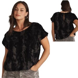 Maeve for Anthropologie Black Faux Sort Sleeve Top Sz 1X
